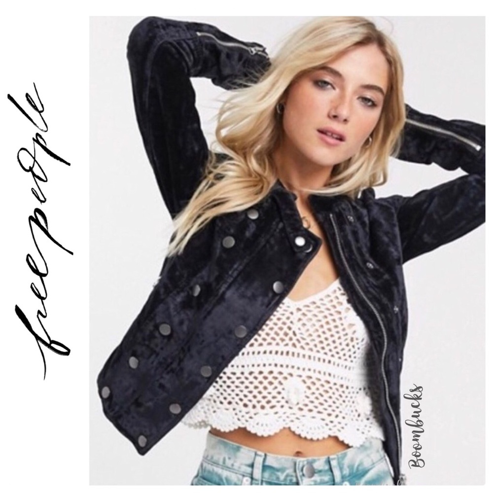 NEW Free People Dusk till Dawn velvet Motto Jacket